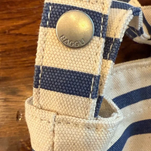 NWT Baggu Sailor Stripe Duck Bag in Navy & White Striped Canvas Tote - Picture 5 of 14